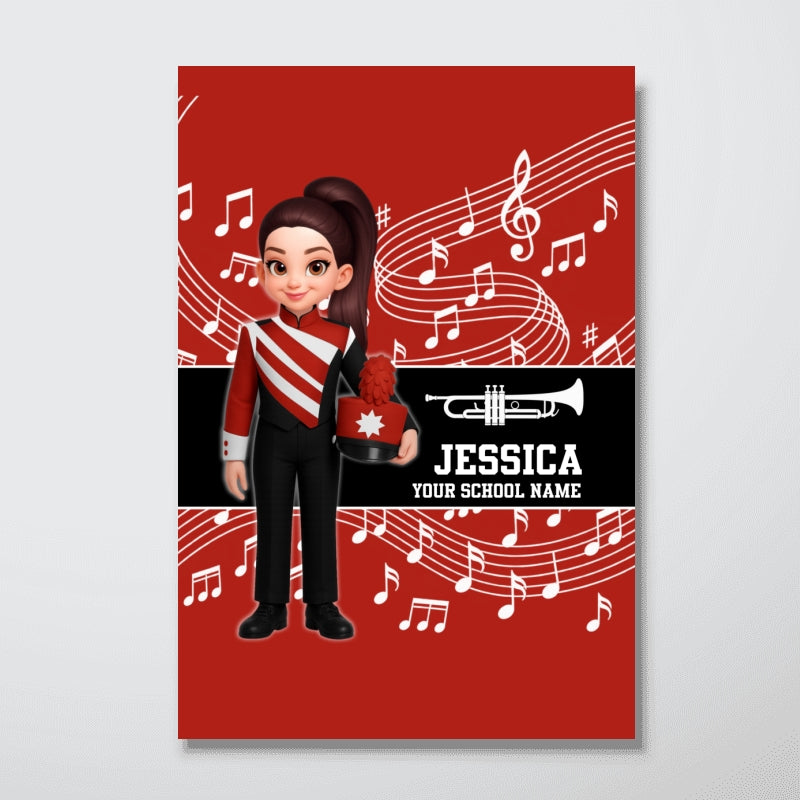 Custom Music Marching Band, Orchestra, Personalized Name, Color, School, Instrument, Trumpet, Clarinet, Tuba, Violine - Personalized Poster - Christmas Gift For Son, Grandson, Daughter, Granddaughter