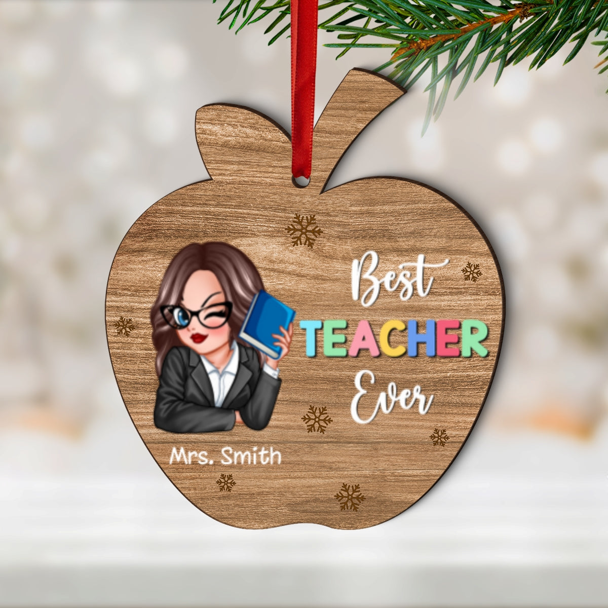 Best Teacher Ever Gift Card Holder Ornament, Personalized Christmas Ornament, Christmas Gift For Teachers, Thank You Gift, Appreciation Gift