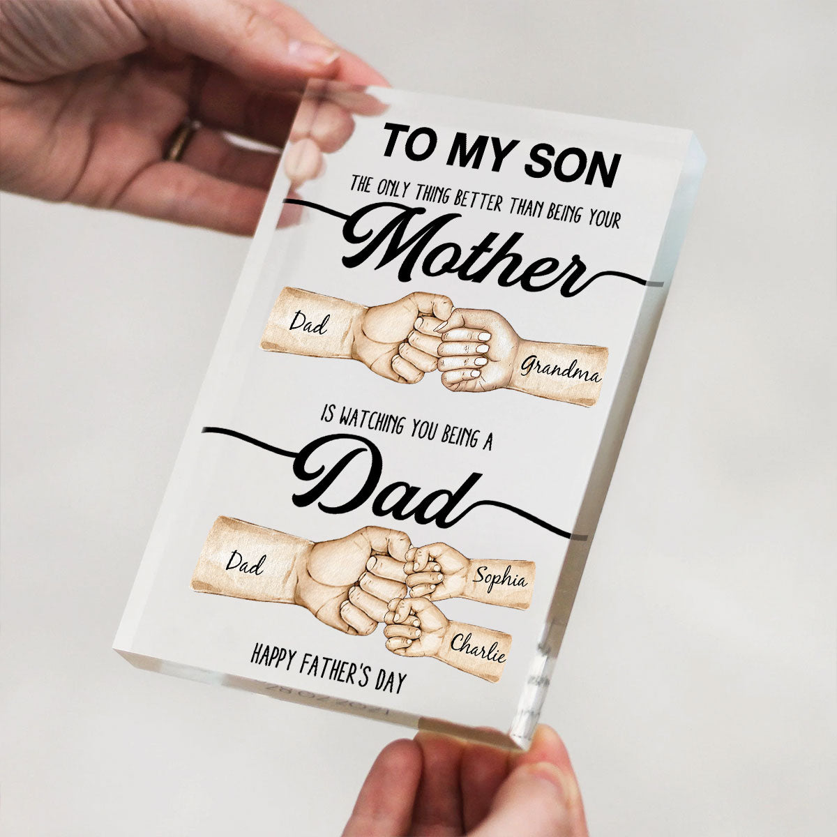 The Only Thing Better Than Being Your Mother Fist Bump Personalized Acrylic Block, Father's Day gift for Son from Mom