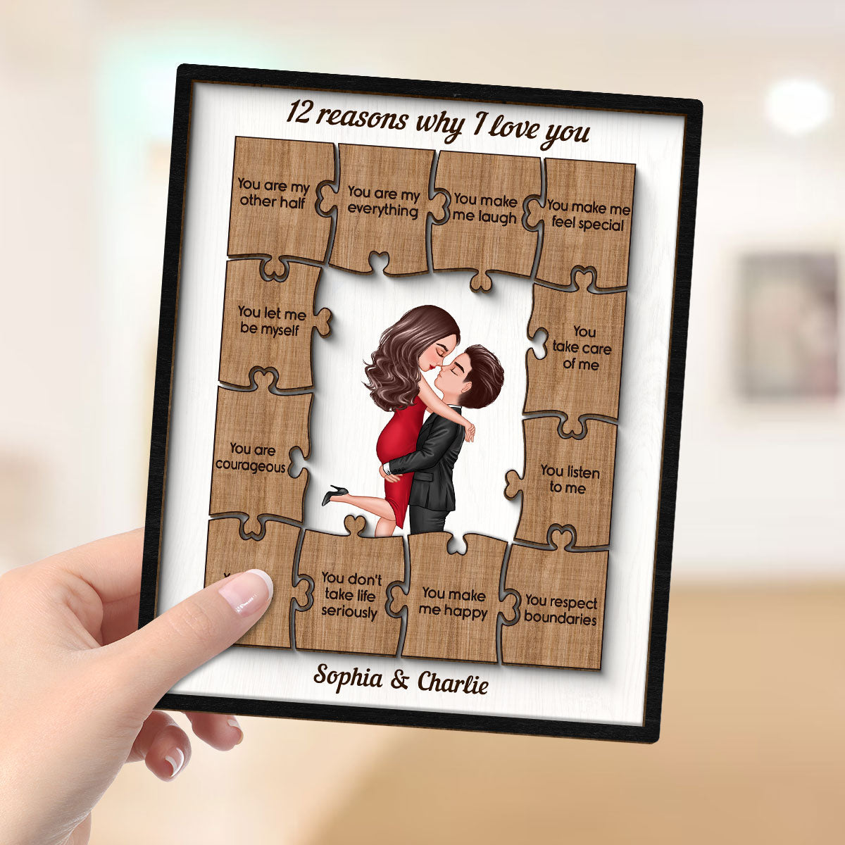 The Reasons Why I Love You  Gift For Him For Her Personalized 2-layer Wooden Plaque