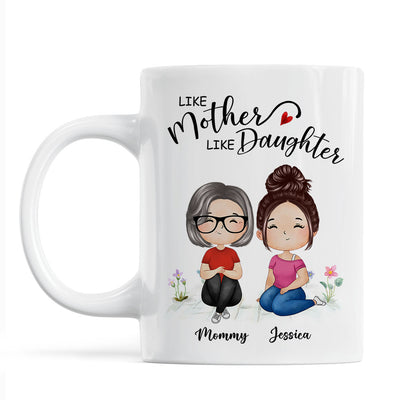 Watercolor Style Women Sitting Like Mother Like Daughters Gift For Mom Daughters Personalized Mug