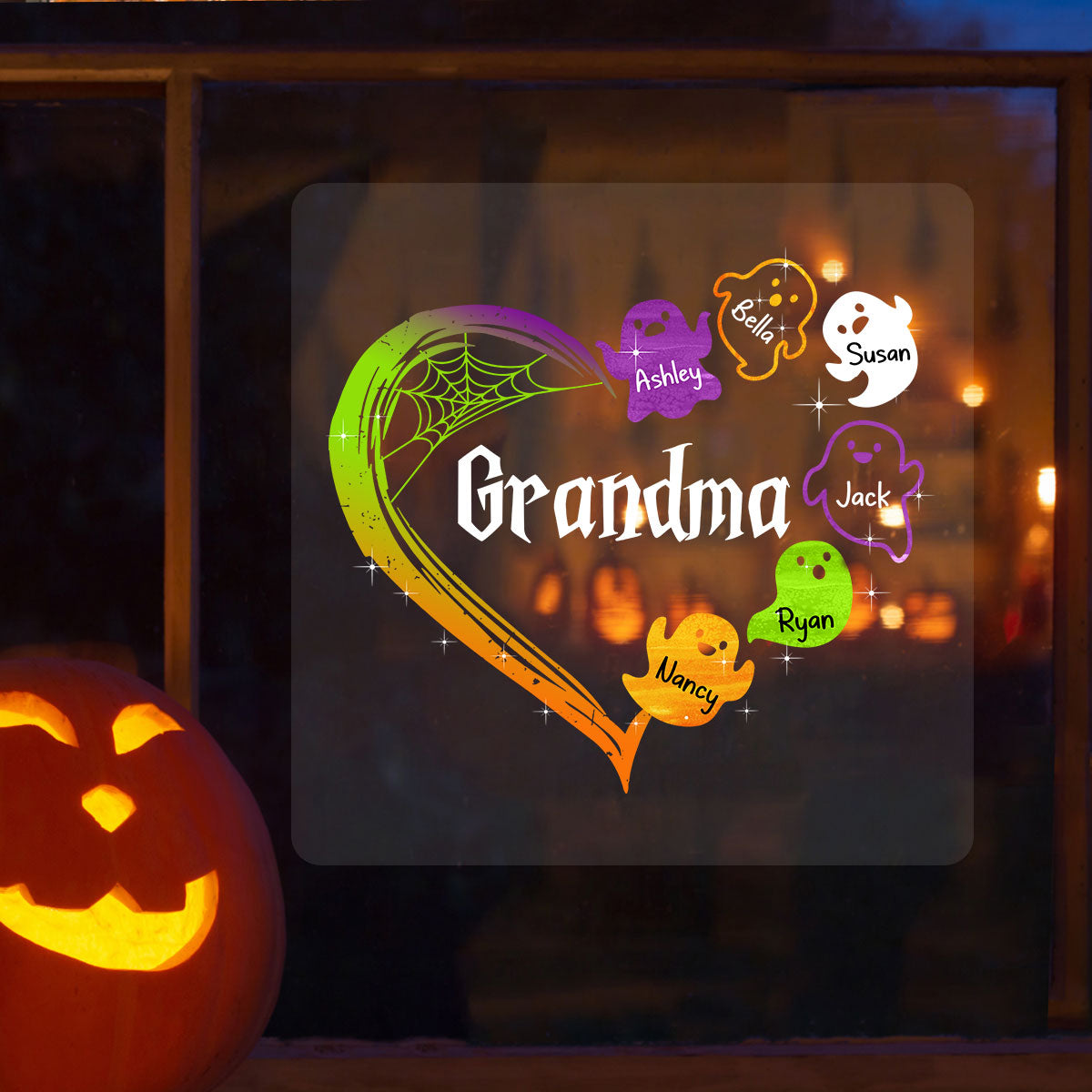 Grandma Boo Crew Heart Halloween Personalized Decal, Halloween Decor