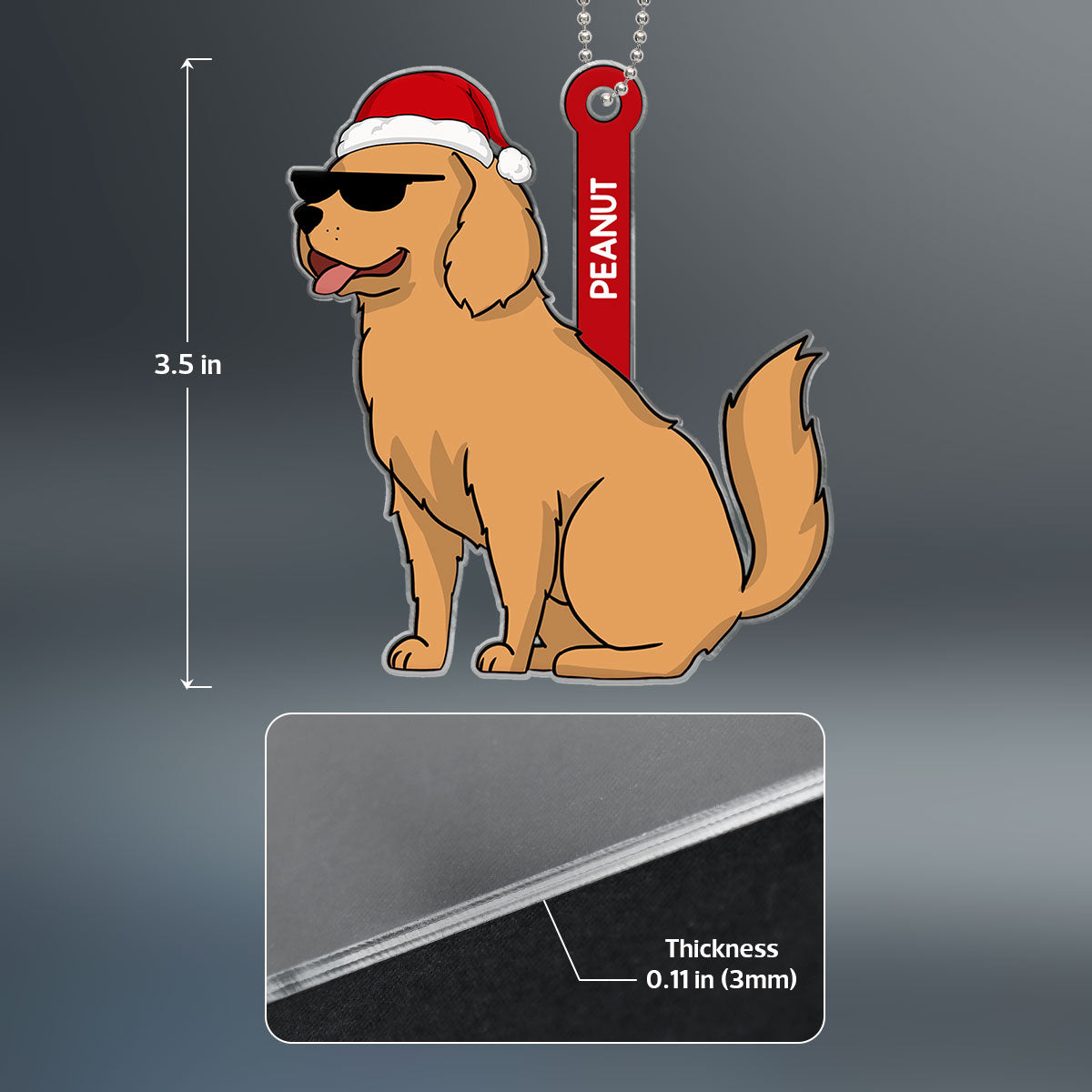 Funny Dog Cartoon Christmas Personalized Acrylic Ornament