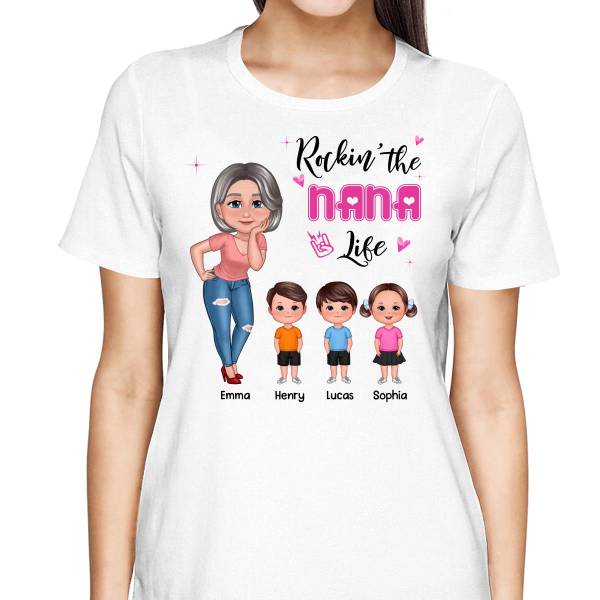 Rockin‘ Grandma Mom Life Pretty Doll Personalized Shirt