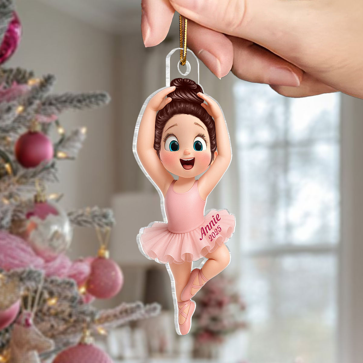 3D Effect Ballerina Little Girl Christmas Personalized Acrylic Ornament