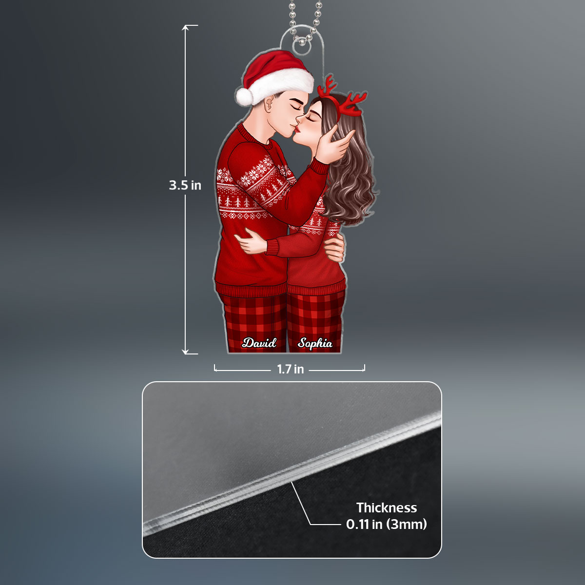Christmas Romantic Couple Kissing Gift For Him For Her Personalized Acrylic Ornament