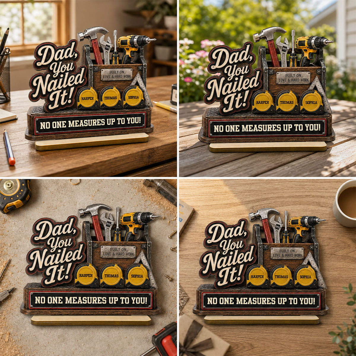 Dad You Nailed It Custom Name 2D Flat - Personalized 2-Layered Wooden Plaque - Father's Day Gift For Dad