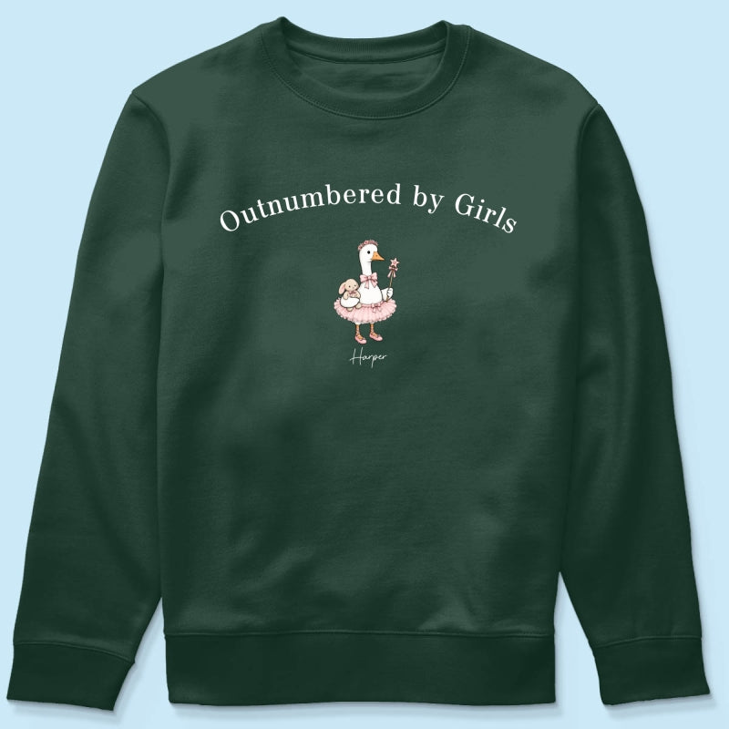 Outnumbered By Girls Cute Goose - Personalized Shirt - Father's Day Gift For Husband, Girl Dad
