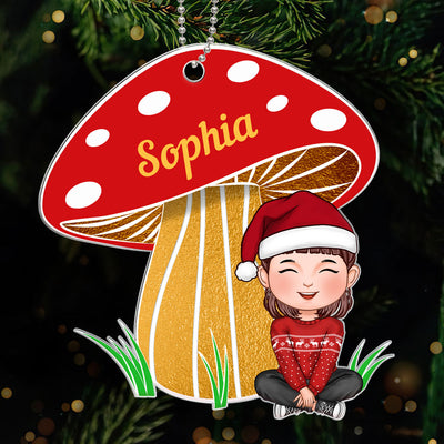 Grandson Granddaughter Grandkid Mushroom Personalized Acrylic Ornament
