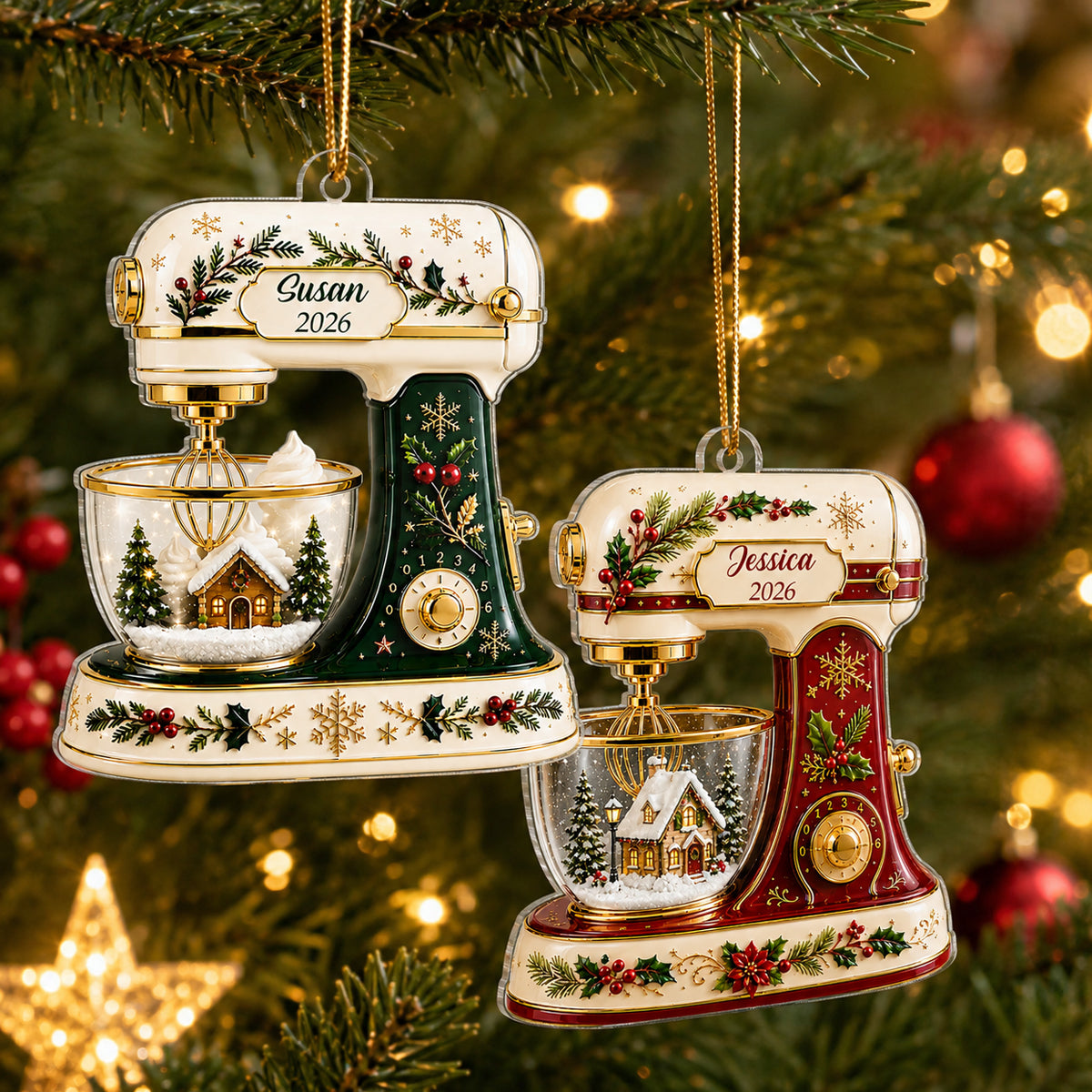 Christmas Baking Mixer - Personalized Acrylic Ornament - Gift for Bakers