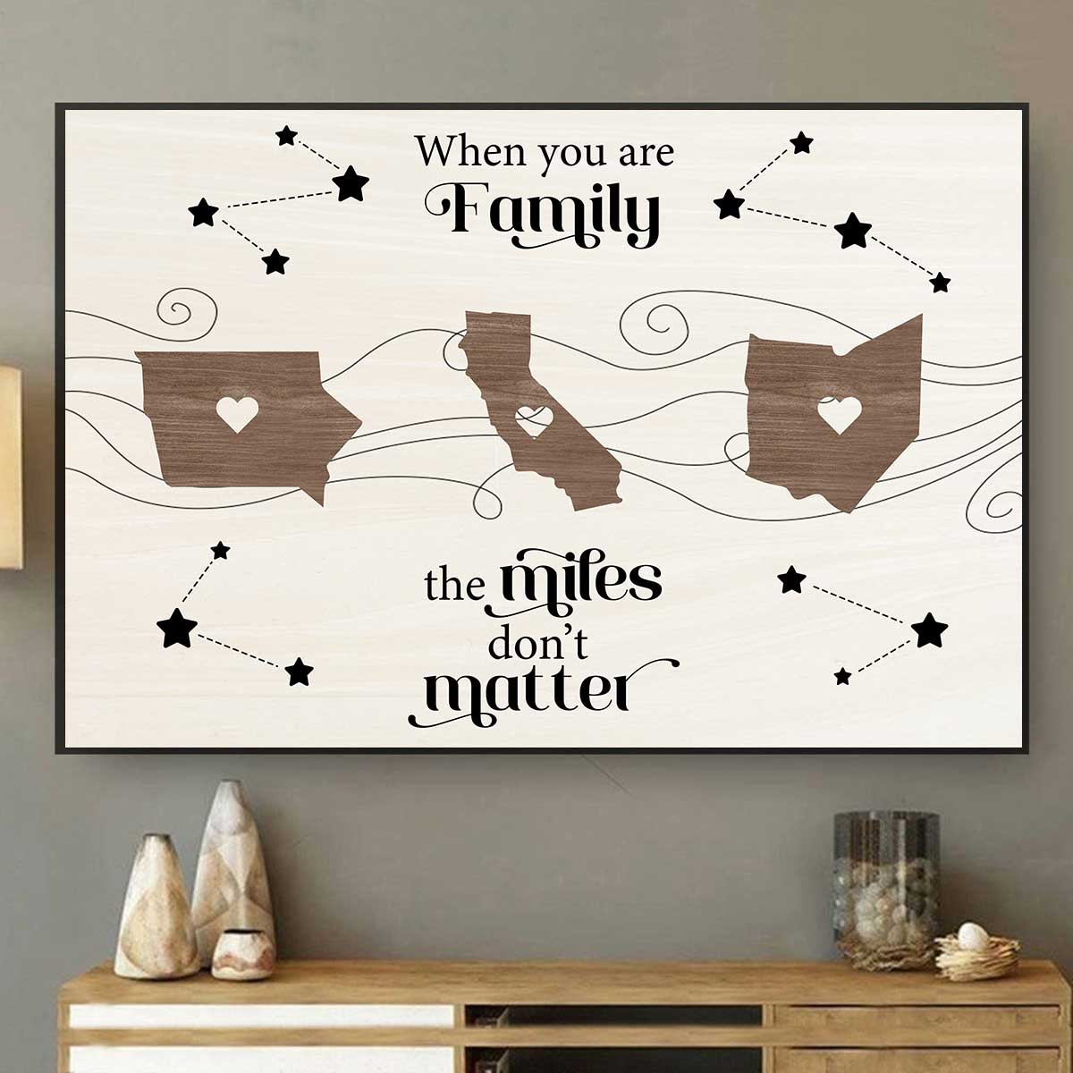 Long Distance Family Friends Siblings Sisters Besties Personalized Poster, Togetherness Christmas Gift