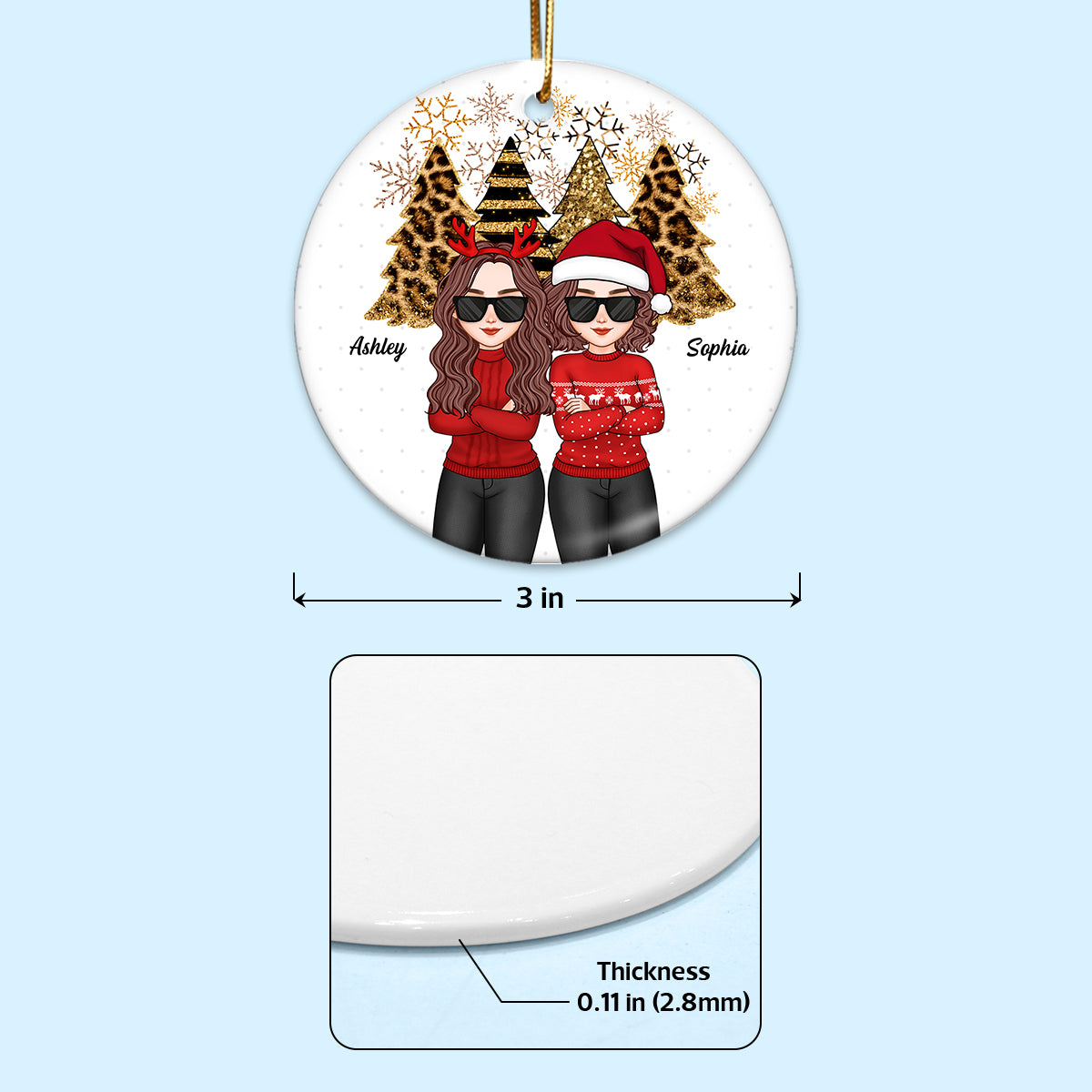 Cool Women We‘re More Than Besties Small Gang Christmas Gift Personalized Double Sided Circle Ornament
