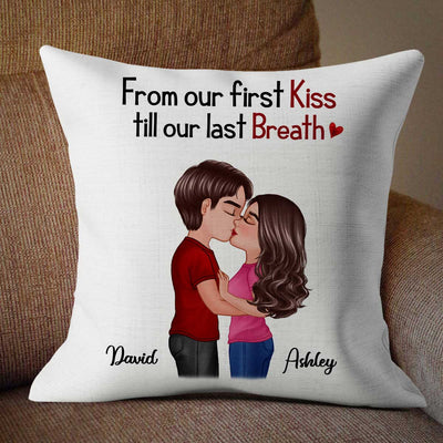 Doll Couple Kissing Gift For Him For Her Personalized Pillow (Insert Included)
