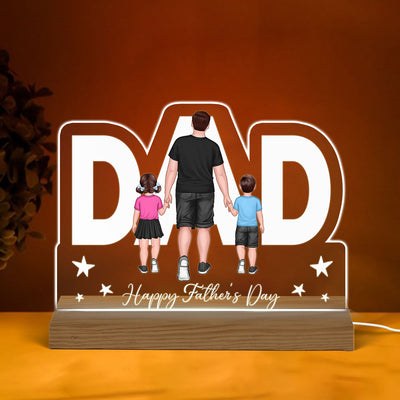Dad Shape Walking Dad And Kids Personalized Warm Custom Shape LED Night Light