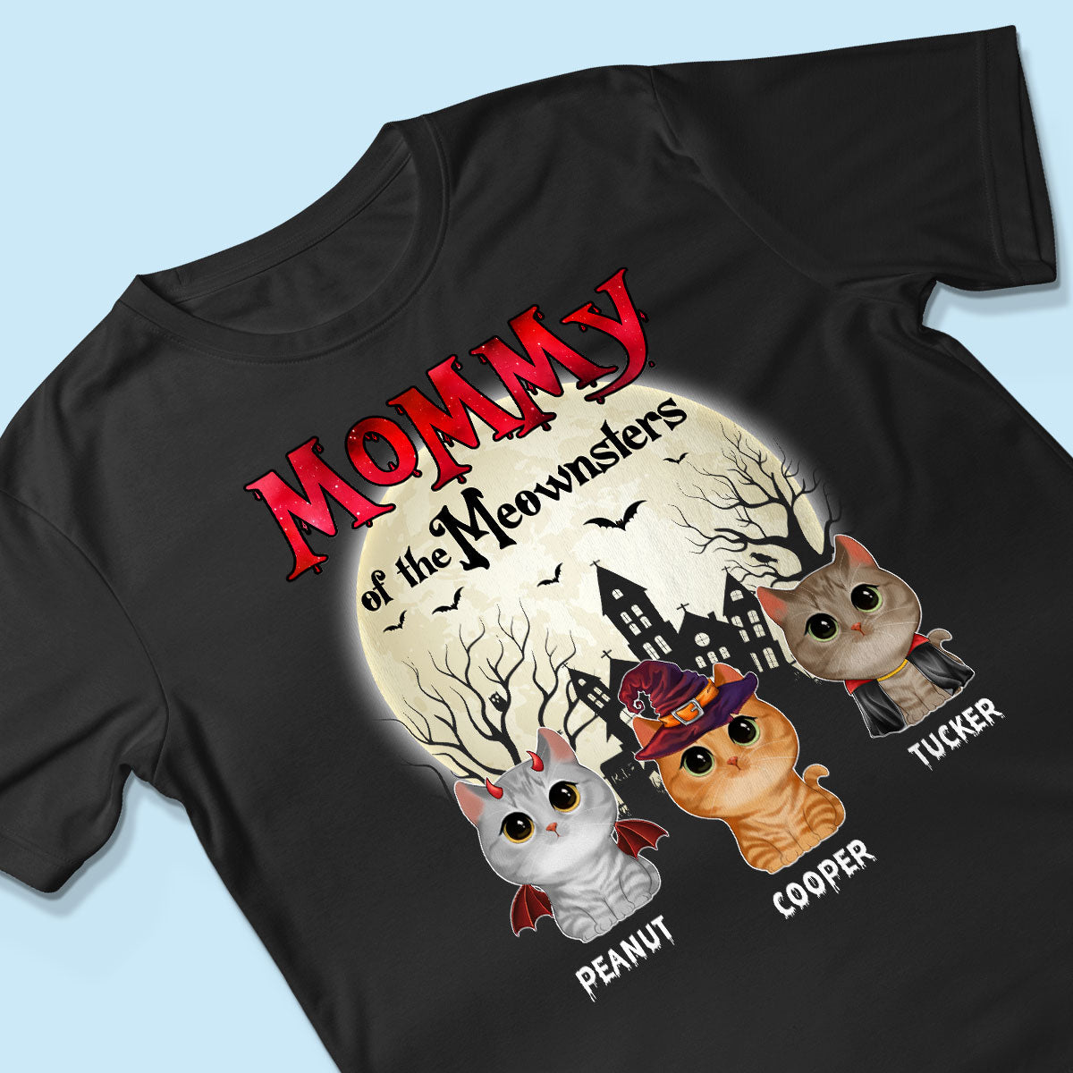Mommy Of The Meownsters Halloween Watercolor Cute Cats Personalized Shirt