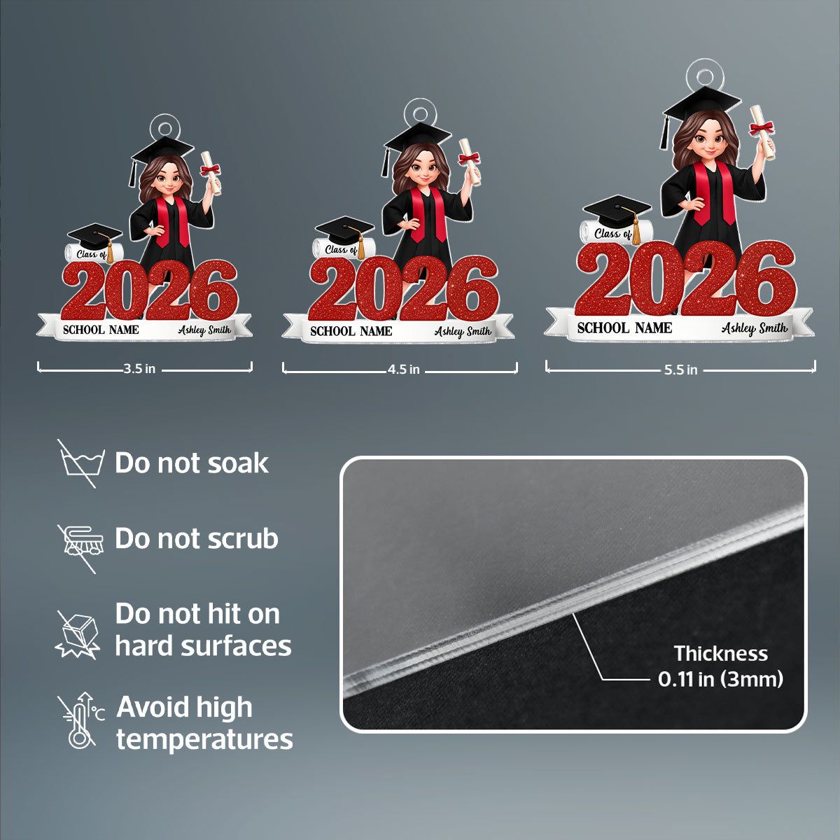Class Of 2025 2026 3D Effect Senior - Personalized Acrylic Ornament - Christmas Gift For Senior