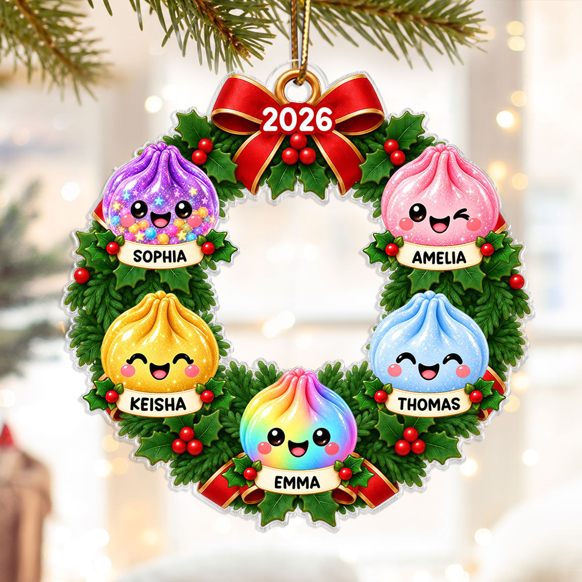 2026 Trending Dumpling Family - Personalized Acrylic Ornament - Christmas Gift, Keepsake For Kids, Teenagers, Family