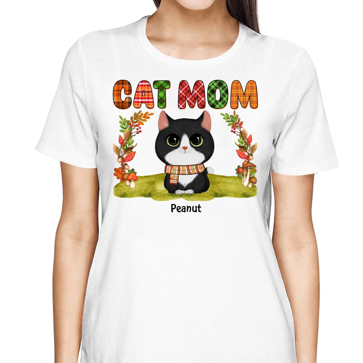 Fall Season Cat Mom Watercolor Cute Cats Personalized Shirt