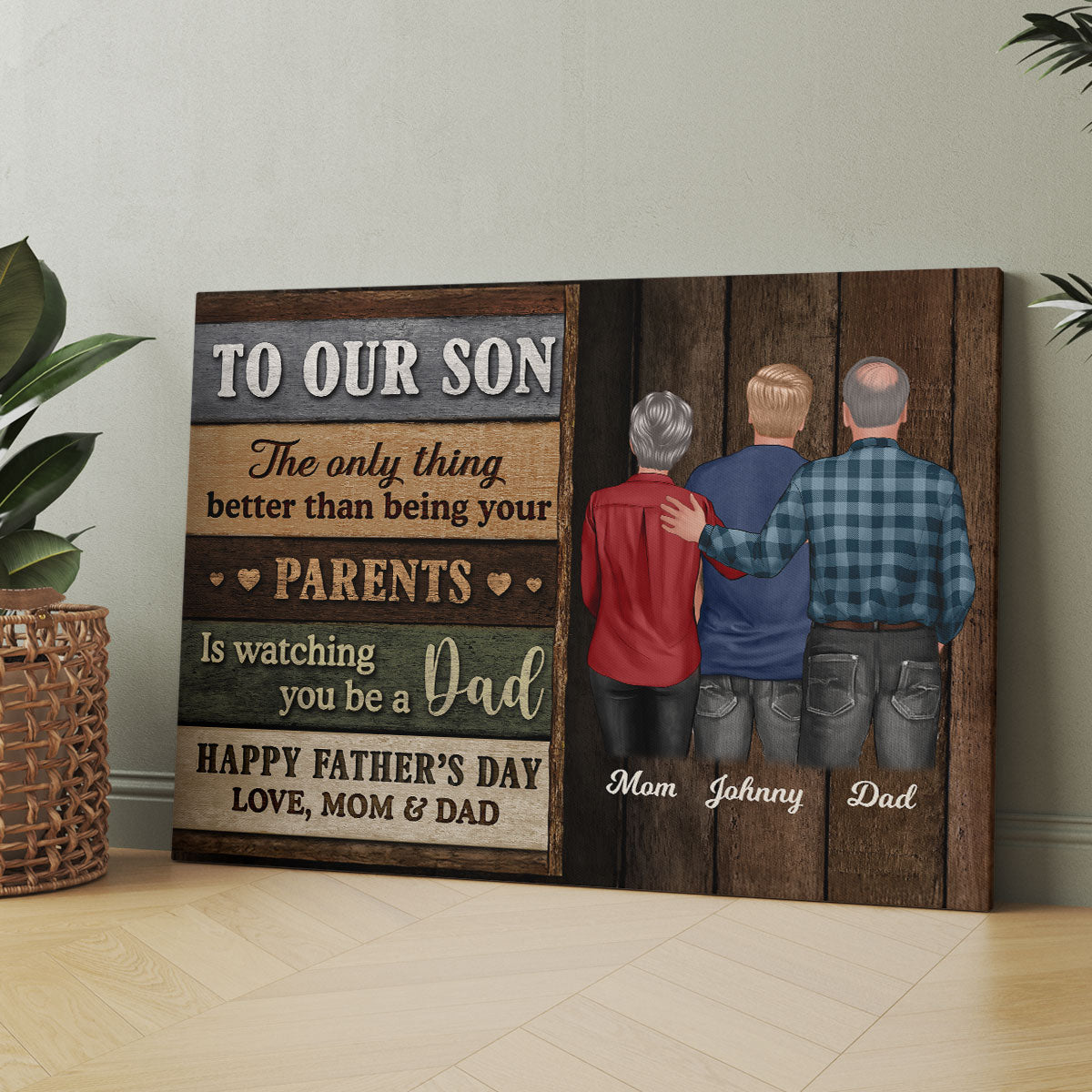 Colored Wood Pallets To My Son From Mom Personalized Wrapped Canvas| Heartfelt Father's Day Gift For Son