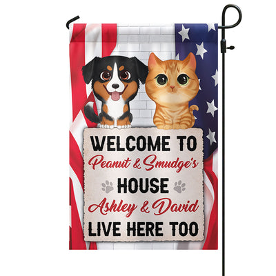 Welcome To Dog Cat House 4th Of July Independence Day Personalized Garden Flag