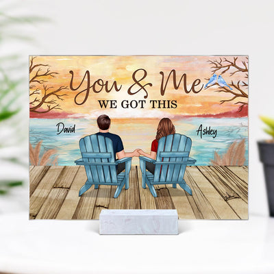 Lake View Back View Couple Sitting Gift For Him For Her Personalized Acrylic Plaque