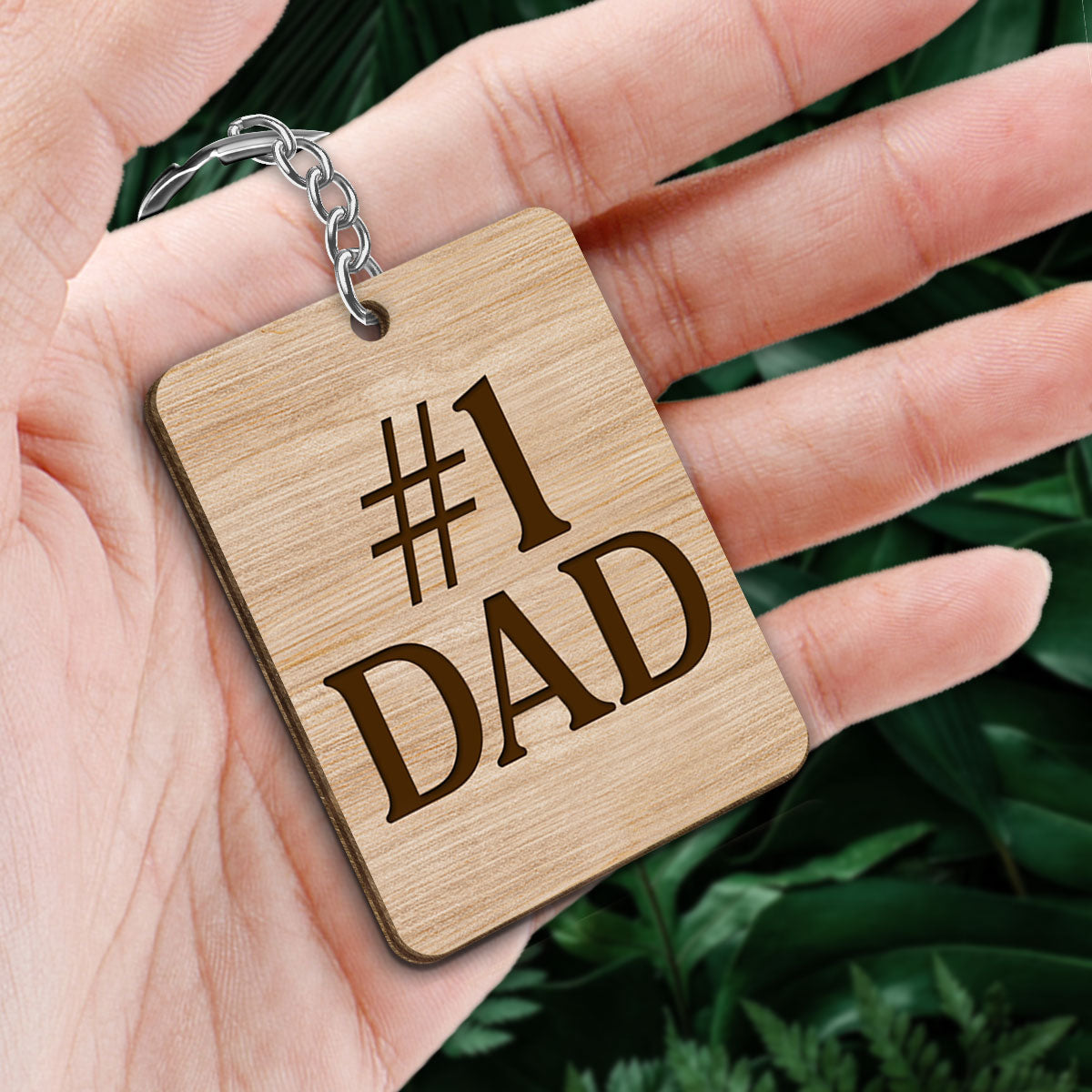 Dad Grandpa Kids Punch Hands Personalized Wooden Keychain