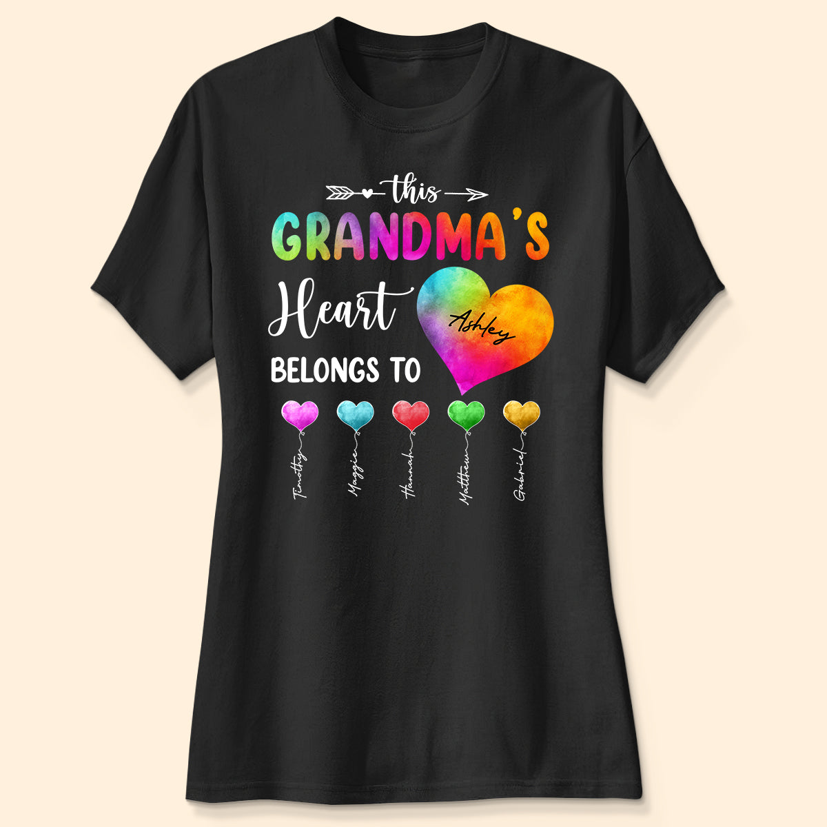 Colorful Patterned This Grandma Heart Belongs To Personalized Shirt