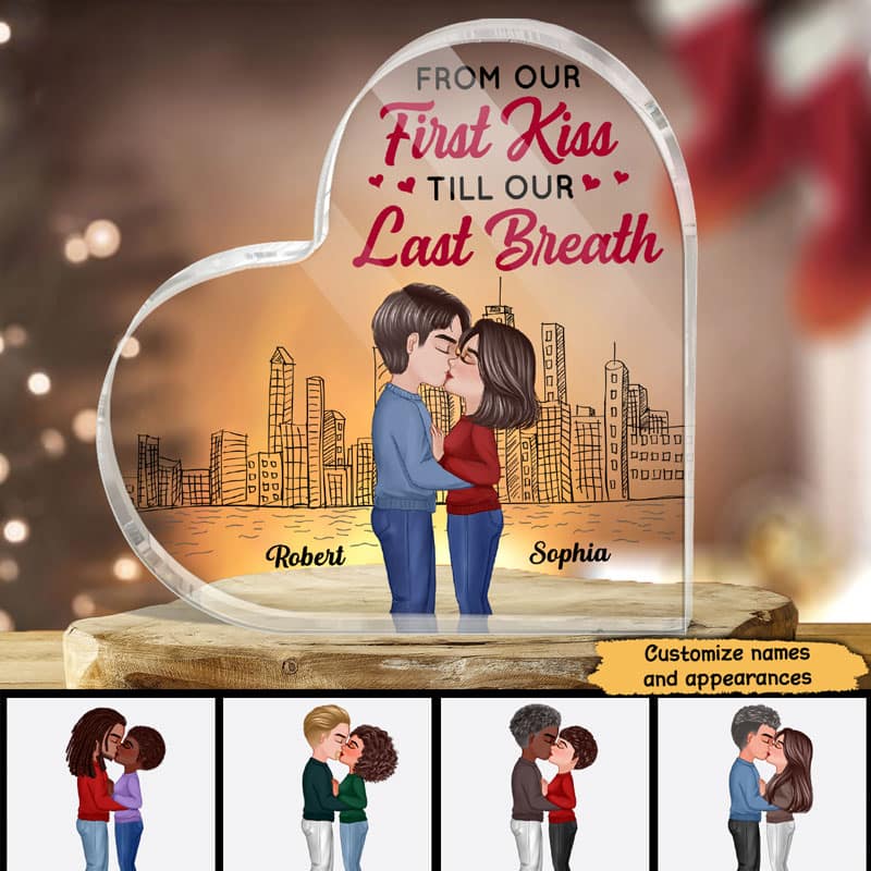 Couple Kissing Every Love Story Personalized Heart Plaque