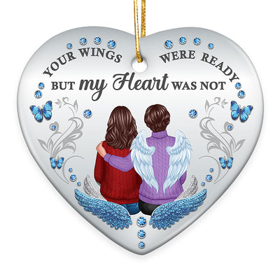 Memorial Blue Stone Metal Pattern Personalized Heart Ornament