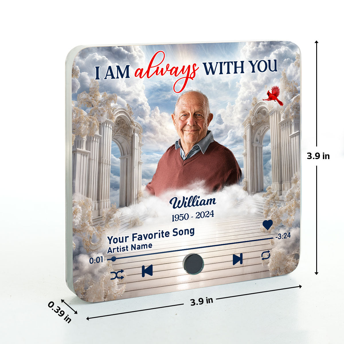 Memorial Upload Photo Heaven Gate Sky Personalized Music Fridge Magnet, Sympathy Keepsake, Remembrance Gift
