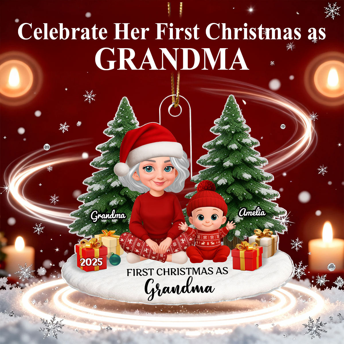 First Christmas With New Baby – Personalized Acrylic Ornament - Chritsmas Gift for Grandparent, Dad Mom, Big Sister, Big Brother