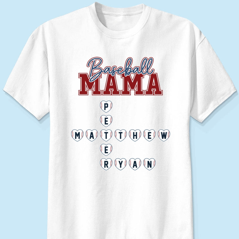 Baseball Mama Mom Grandma Crossword Puzzle Art Personalized Shirt