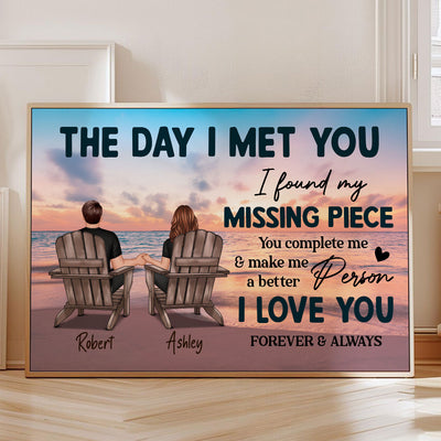 Couple Beach Landscape The Day I Met You Personalized Poster, Gift For Him, For Her