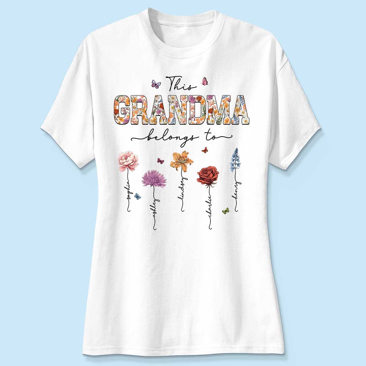This Grandma Belongs To Vintage Birth Month Flowers Personalized Shirt