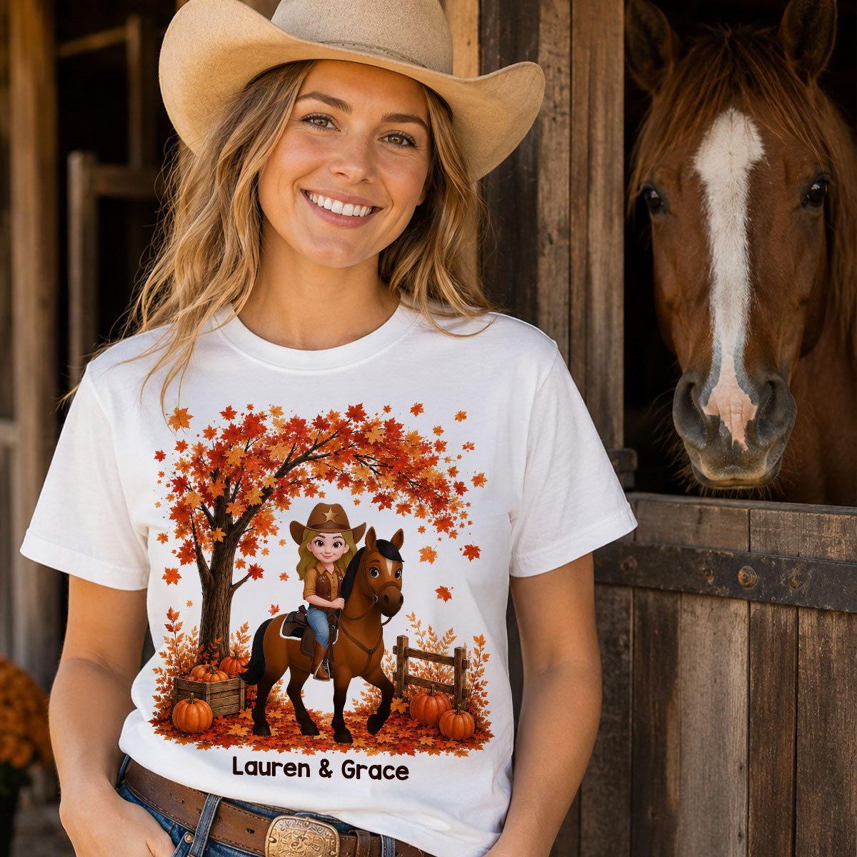 Trending Fall Season Girl And Her Horse - Personalized Shirt - Gift for Horse Lovers