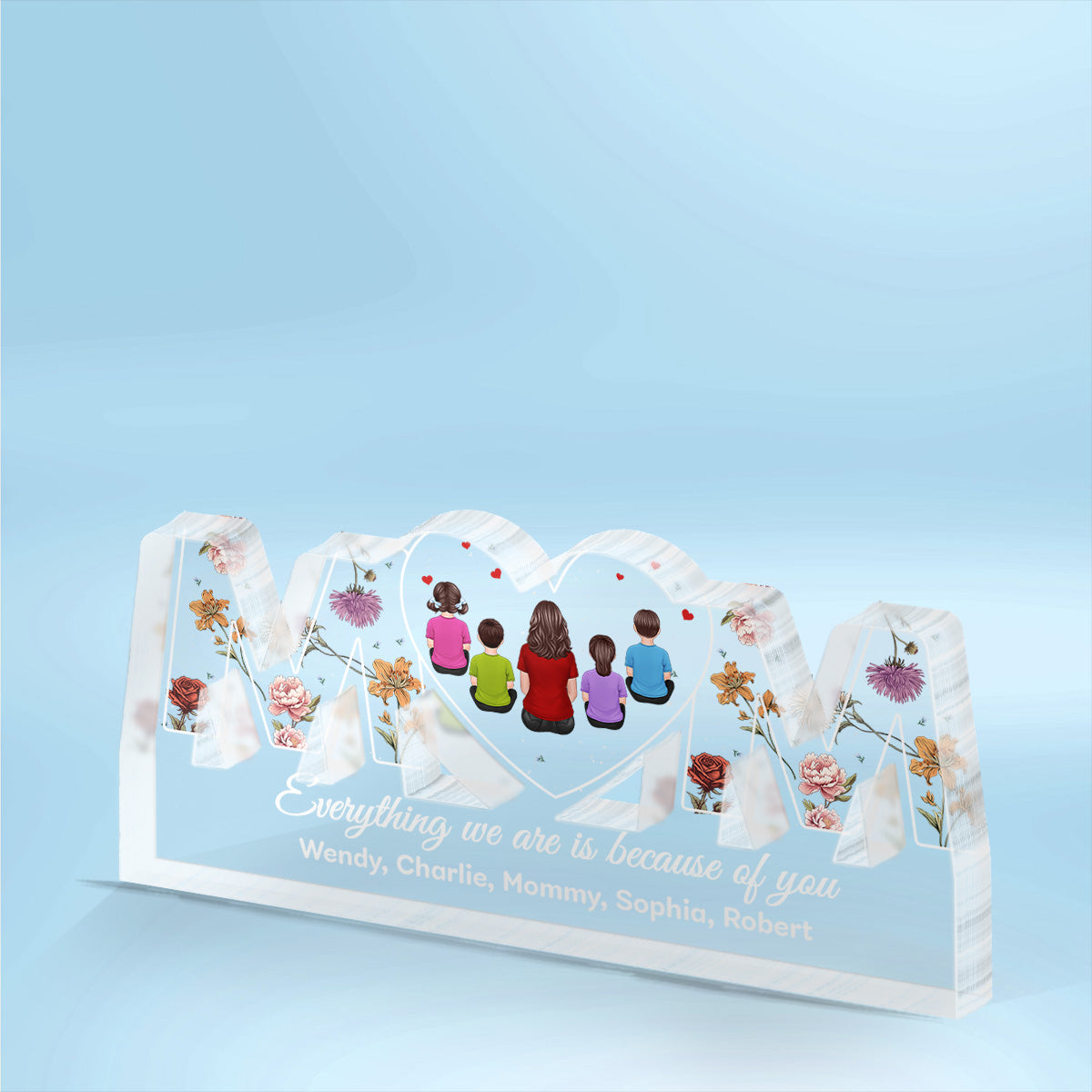 Mom Everything I Am Is Because Of You Personalized Acrylic Block Plaque