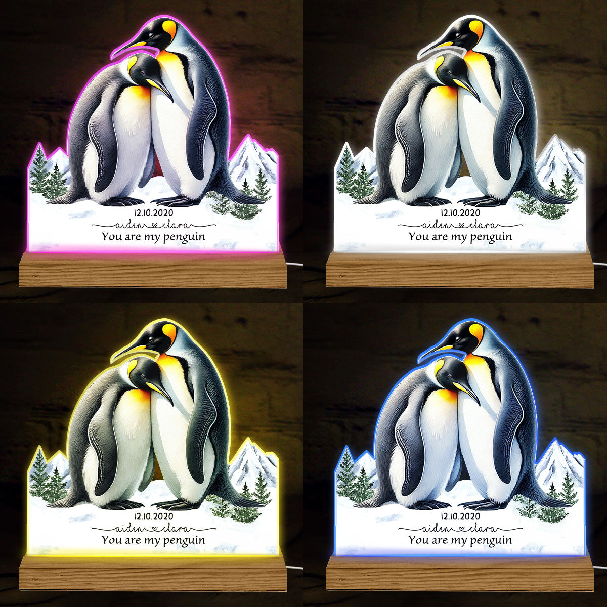 Personalized You Are My Penguin Night Light, Custom Couple Name LED Night Light, Anniversary Gift, Gift For Boyfriend, Gift For Her