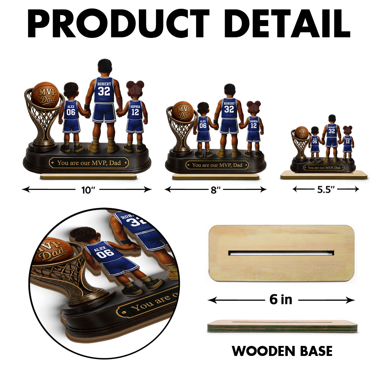 We Scored the Best Dad Basketball Trophy - Personalized 2-Layered Wooden Plaque - Father's Day Gift for Dad, Husband