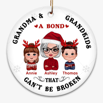 Doll Grandma & Grandkids A Bond That Can‘t Be Broken Personalized Circle Ornament