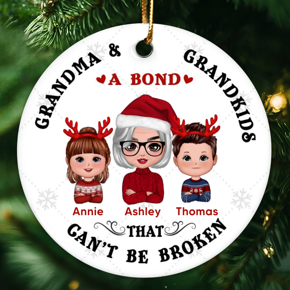 Doll Grandma & Grandkids A Bond That Can‘t Be Broken Personalized Circle Ornament