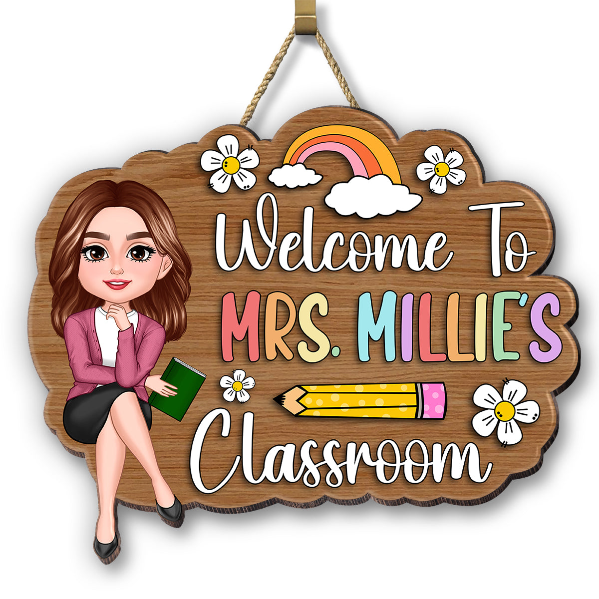 Personalized 3D Effect Teacher Door Sign, Welcome to Teacher's Classroom, Back to School Gift, Classroom Decoration