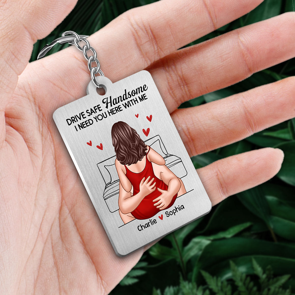 Couple Kiss Passionate Drive Safe Personalized Metal Keychain