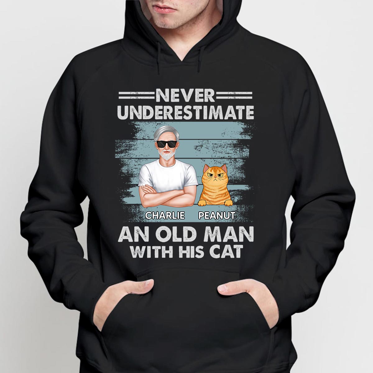 Never Underestimate An Old Man With His Cats Drizzle Personalized Shirt