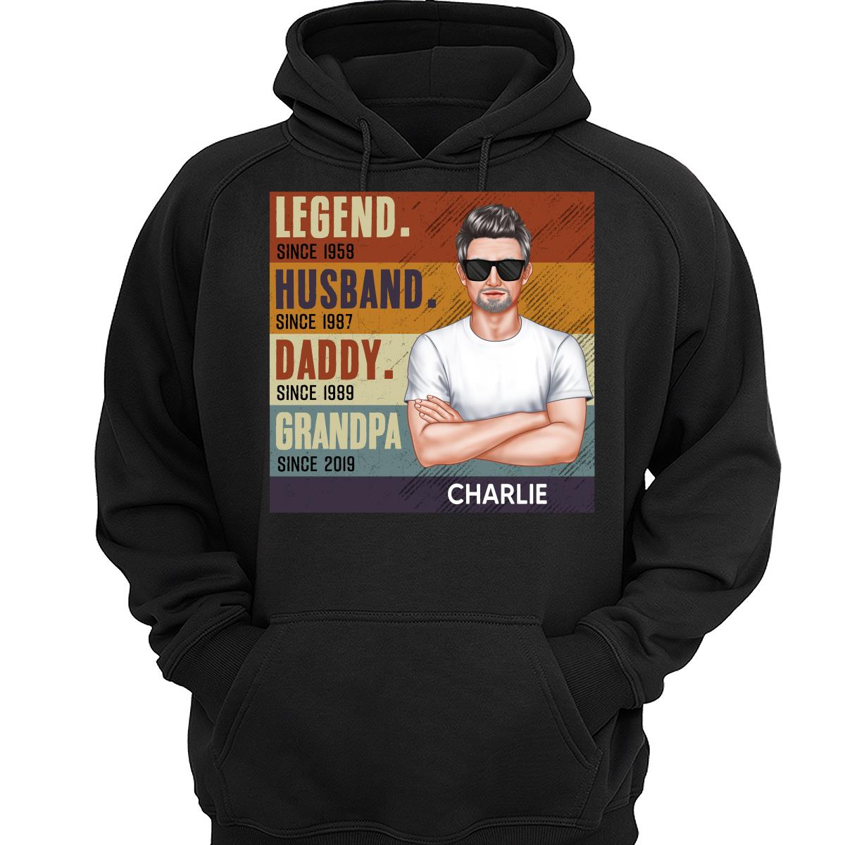 Dad Grandpa Crossed Arm Legend Retro Personalized Shirt