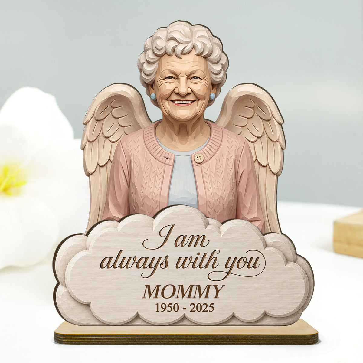 Always With You Custom Photo of Lost Loved One - Personalized 2-Layered Wooden Plaque - Memorial Gift, Sympathy Gift