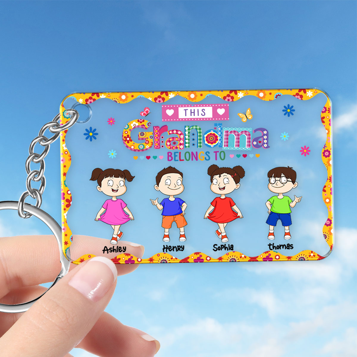 This Grandma Belongs To Colorful Personalized Acrylic Keychain