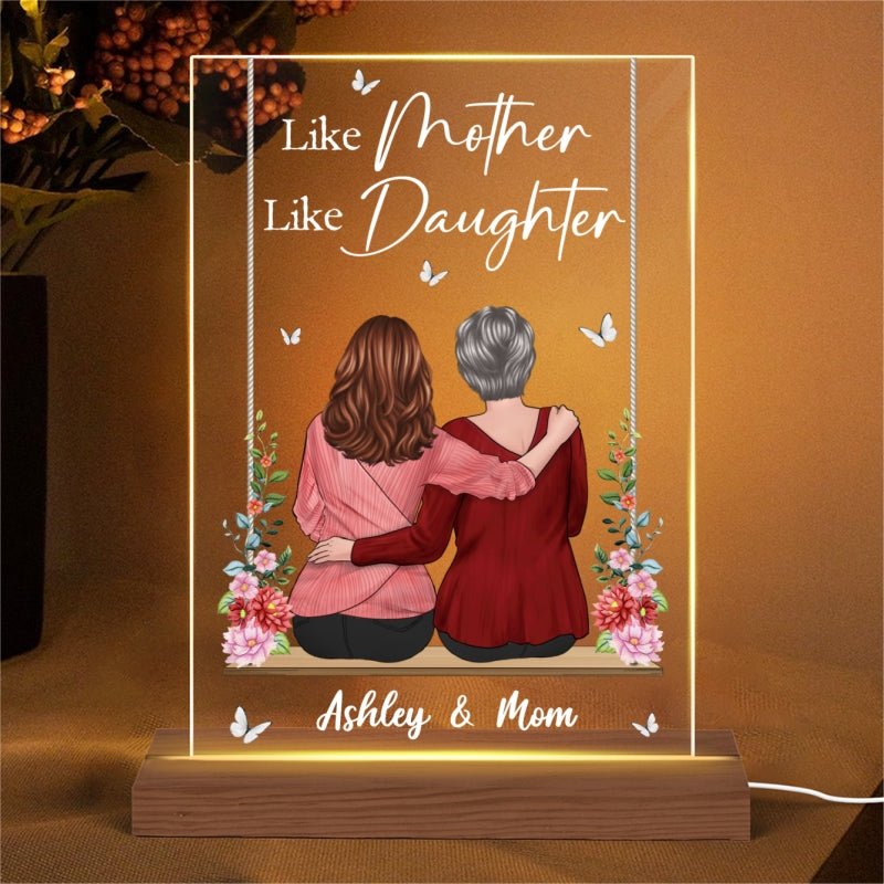 Mother And Daughter Sitting On Swing Personalized Rectangle LED Night Light