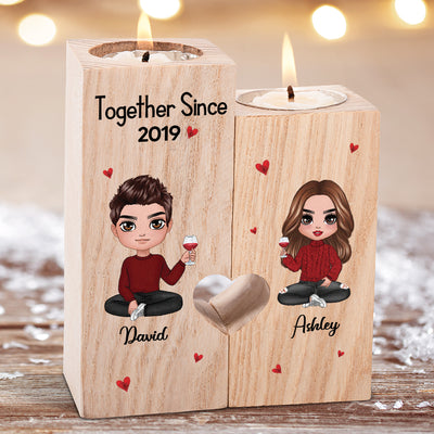 Doll Couple Sitting Gift For Him Gift For Her Personalized Candle Holder
