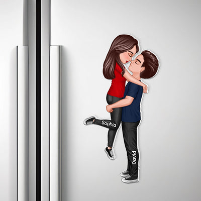 Couple Hugging Kissing Personalized Acrylic Fridge Magnet, Heartfelt Gift For Couple, For Him, For Her, Boyfriend, Girlfriend, Husband, Wife