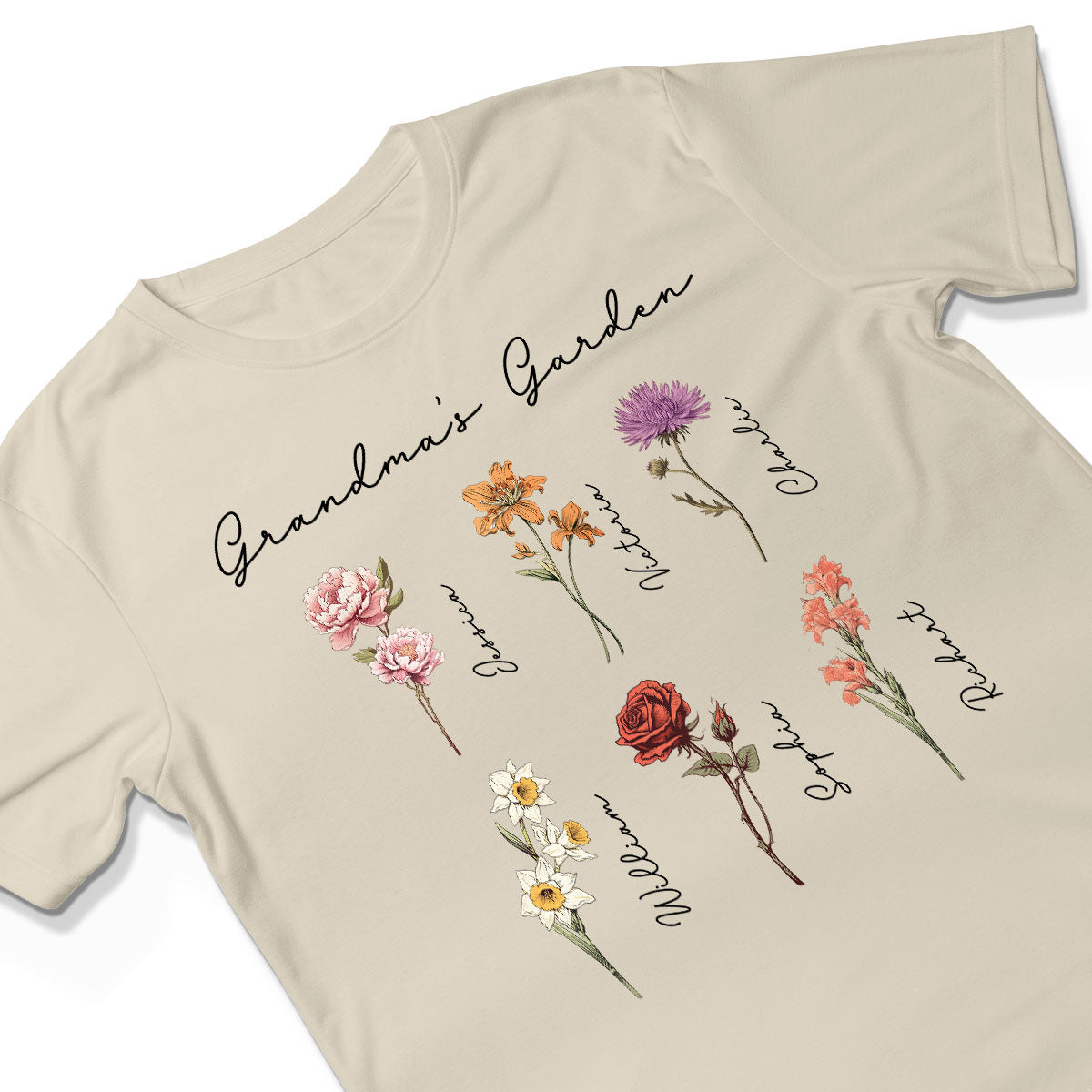 Grandma Mom Garden Vintage Birth Month Flowers Mother‘s Day Gift Personalized Shirt